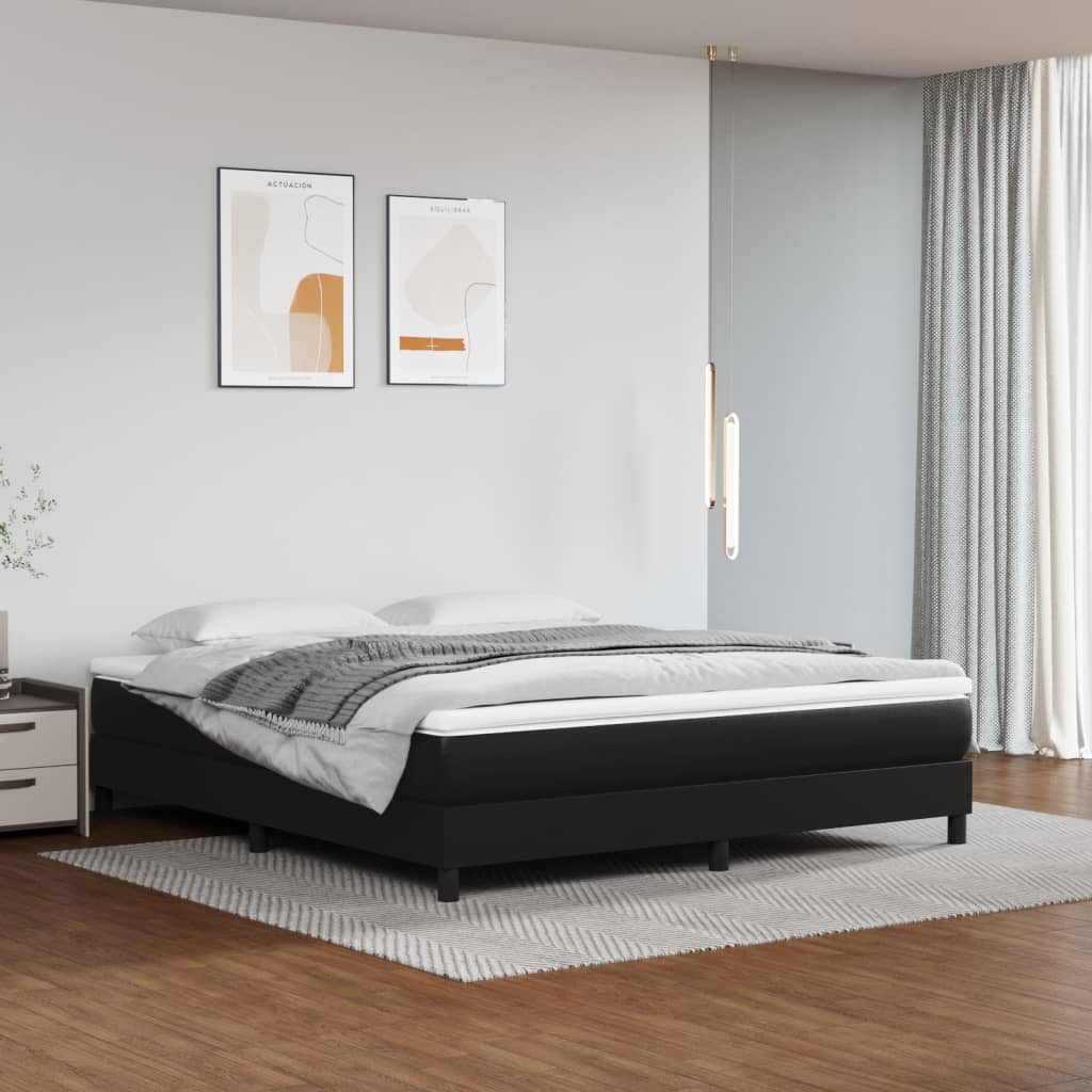 Materasso a Molle Nero 160x200x20 cm in Similpelle - homemem39