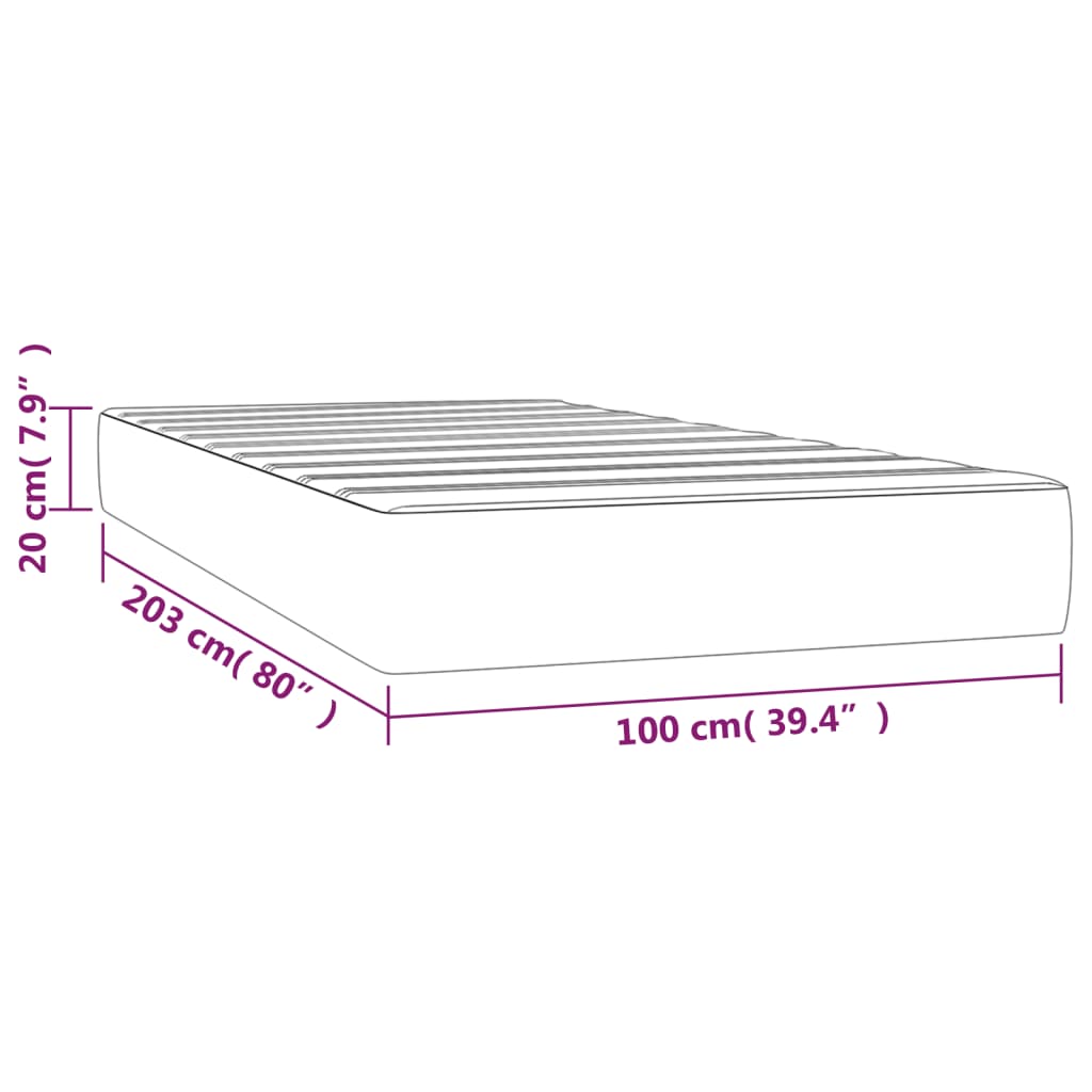 Materasso a Molle Insacchettate Rigidità Media Grigio Chiaro 100x203x20cm Twin XL in Tessuto | homemem39