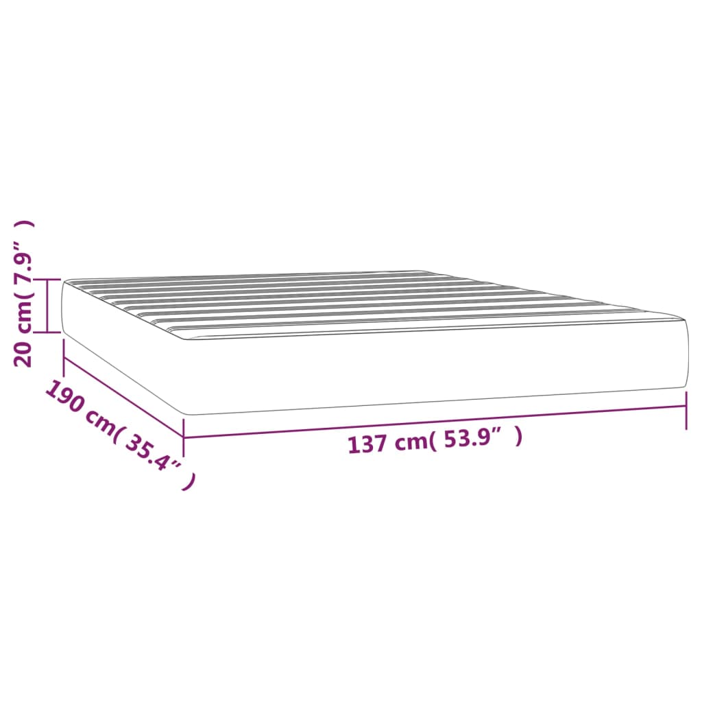 Materasso a Molle Insacchettate Rigidità Media Grigio Scuro 137x190x20 cm in Velluto | homemem39