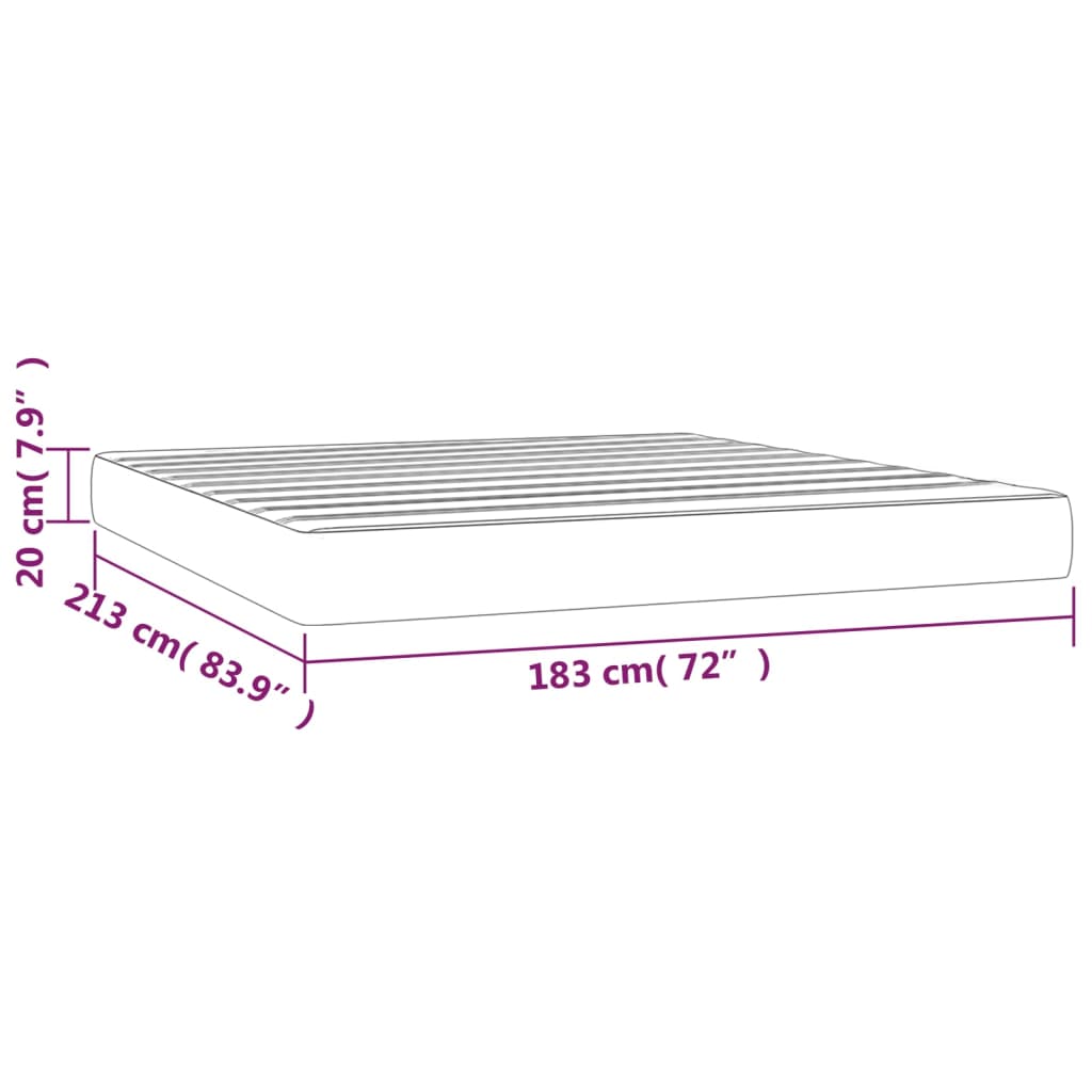 Materasso Molle Insacchettate Rigidità Media Grigio Scuro 183x213x20 cm California King Velluto | homemem39