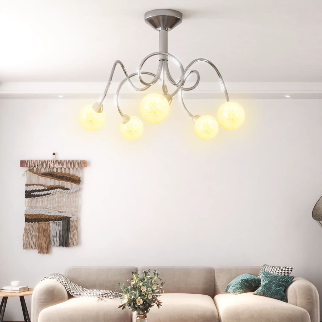 Lampada Soffitto con Paralumi Tondi in Vetro per 5 Luci LED G9 - homemem39