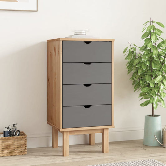 Cassettiera OTTA Marrone e Grigio 45x39x90 cm in Legno di Pino - homemem39