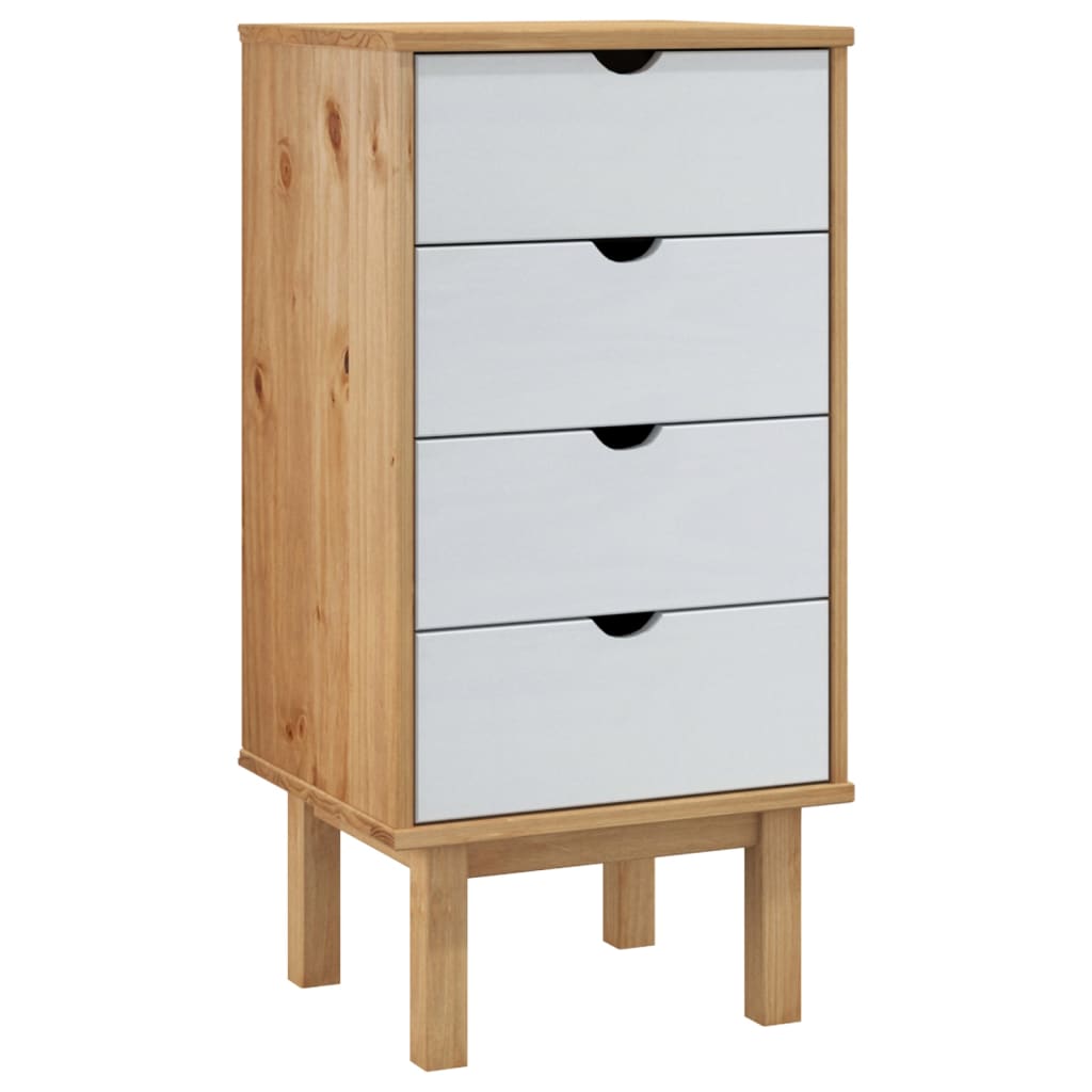 Cassettiera OTTA Marrone e Bianco 45x39x90 cm in Legno di Pino - homemem39