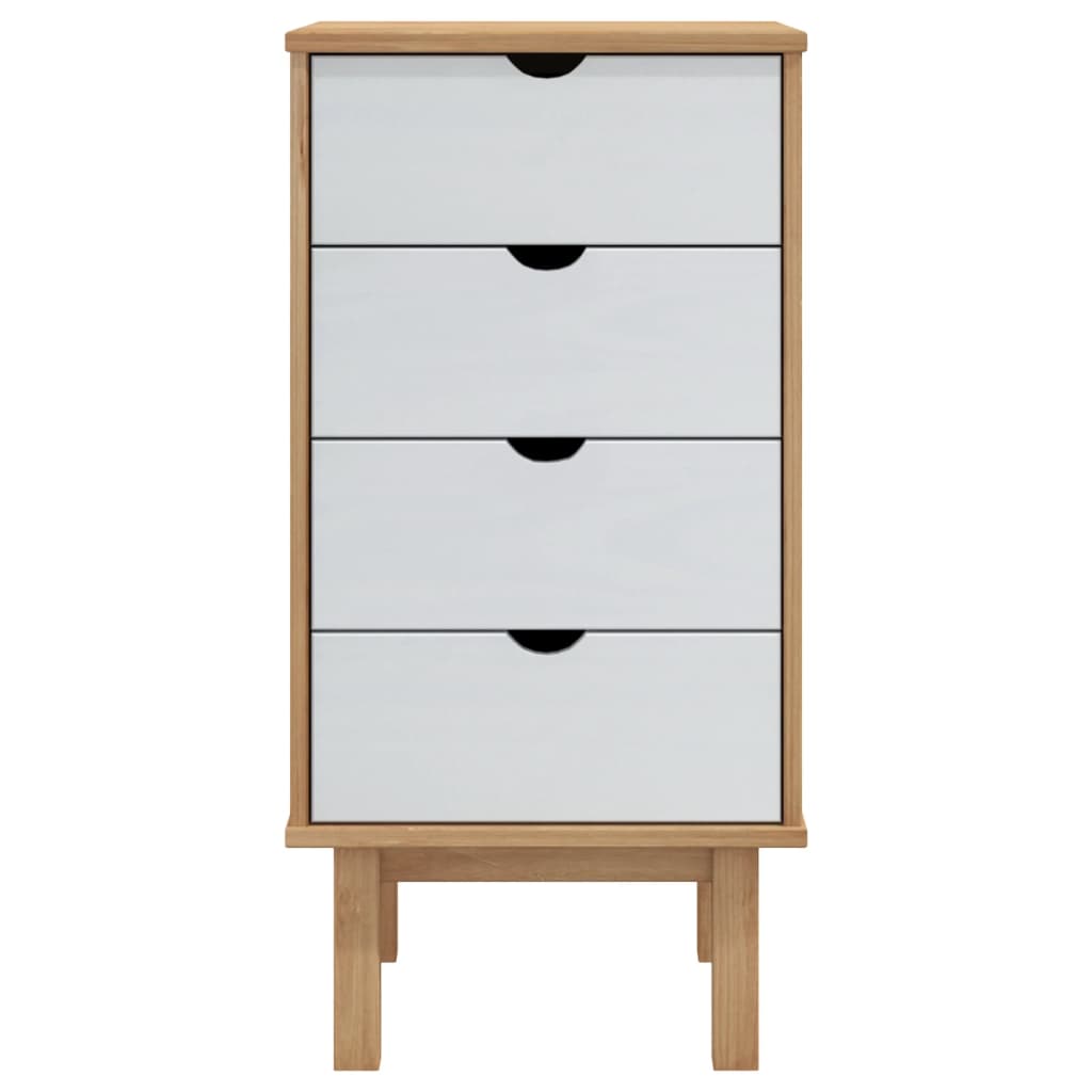 Cassettiera OTTA Marrone e Bianco 45x39x90 cm in Legno di Pino - homemem39