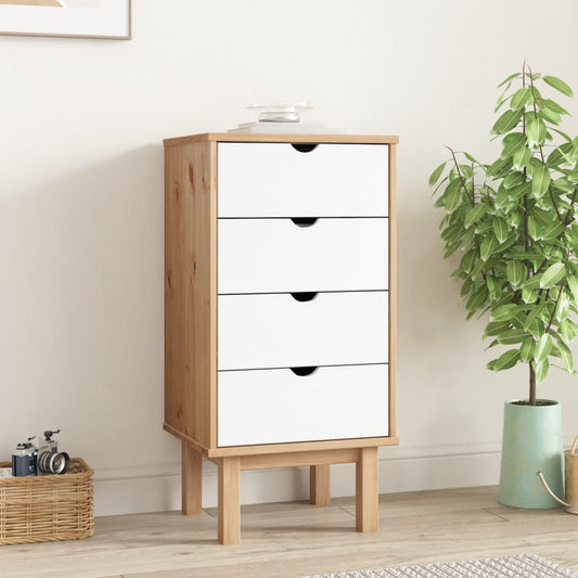 Cassettiera OTTA Marrone e Bianco 45x39x90 cm in Legno di Pino - homemem39