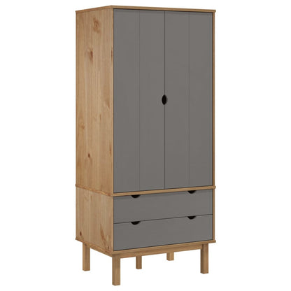 Armadio OTTA Marrone e Grigio 76,5x53x172 cm in Legno di Pino | homemem39