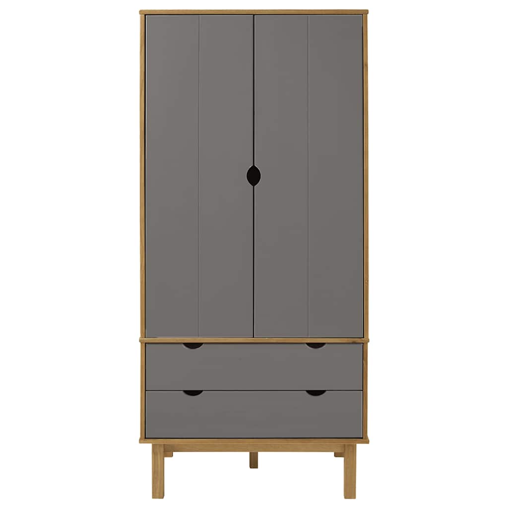 Armadio OTTA Marrone e Grigio 76,5x53x172 cm in Legno di Pino | homemem39