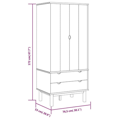 Armadio OTTA Marrone e Grigio 76,5x53x172 cm in Legno di Pino | homemem39