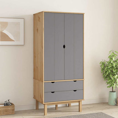 Armadio OTTA Marrone e Grigio 76,5x53x172 cm in Legno di Pino | homemem39