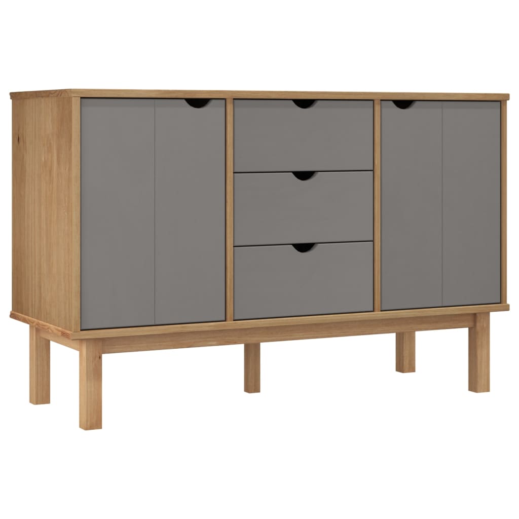 Credenza OTTA Marrone e Grigio 113,5x43x73 cm in Legno di Pino - homemem39