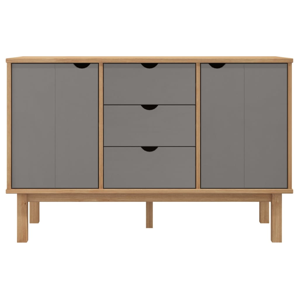 Credenza OTTA Marrone e Grigio 113,5x43x73 cm in Legno di Pino - homemem39