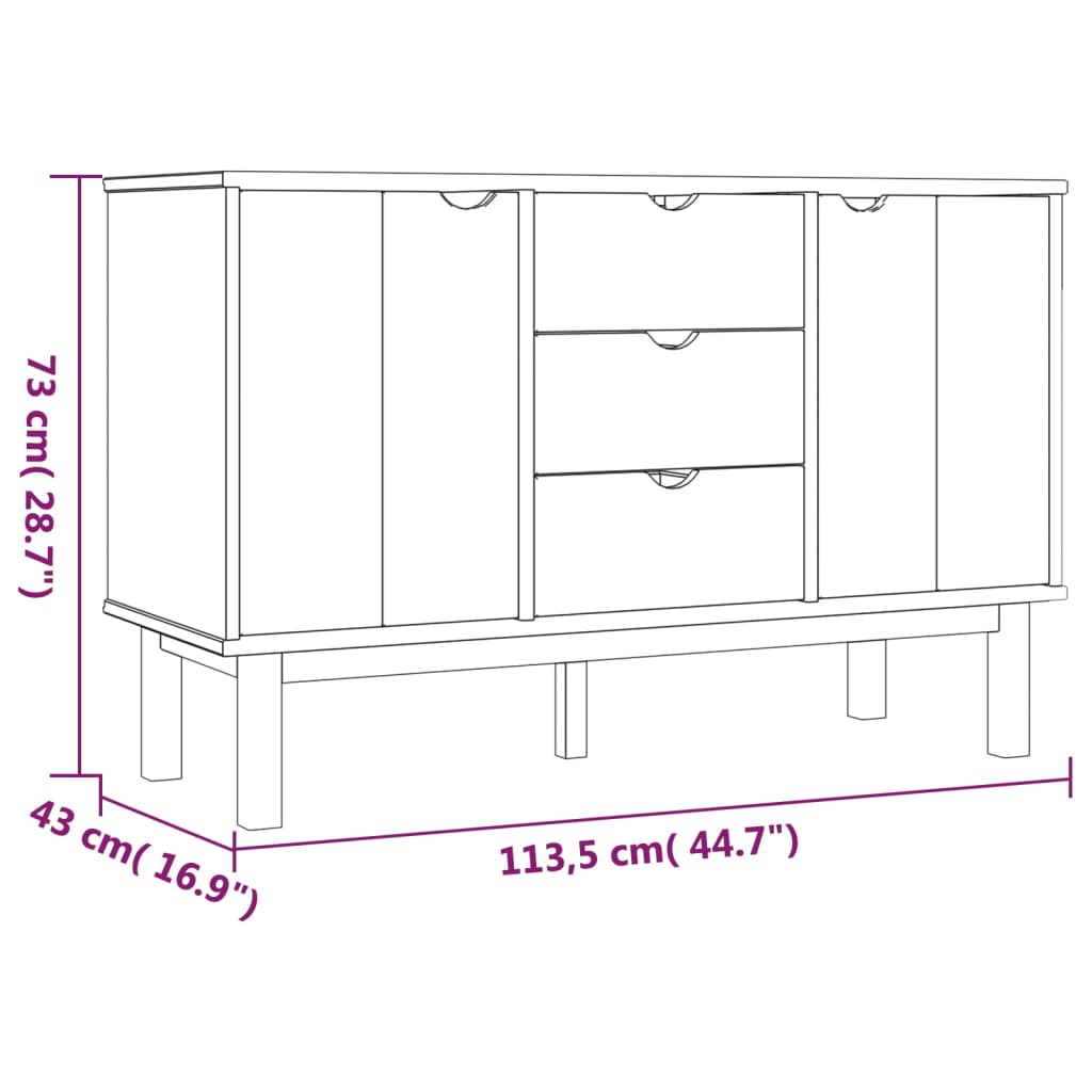 Credenza OTTA Marrone e Grigio 113,5x43x73 cm in Legno di Pino - homemem39