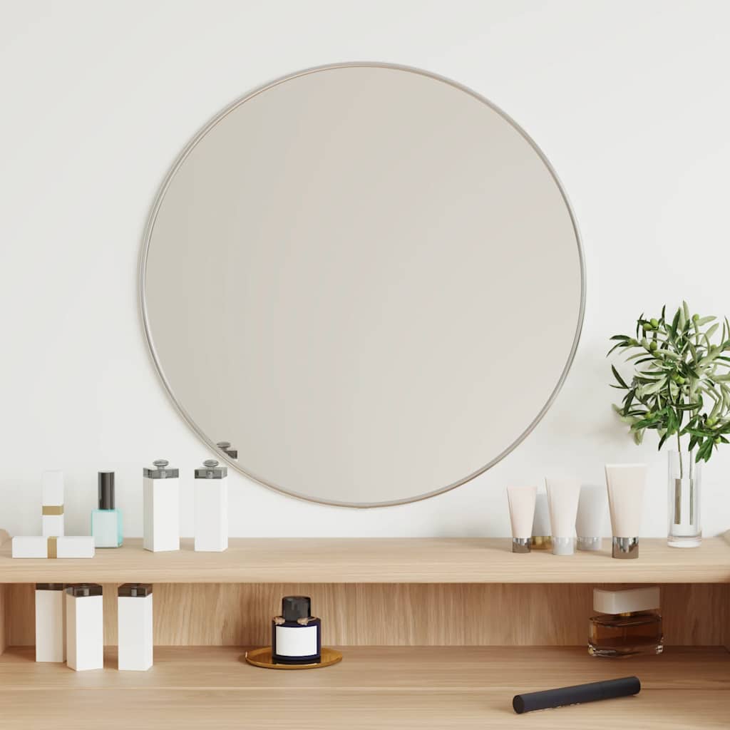 Specchio da Parete Argento Ø 50 cm Rotondo | homemem39