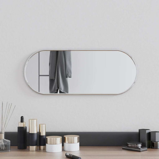 Specchio da Parete Argento 50x20 cm Ovale - homemem39