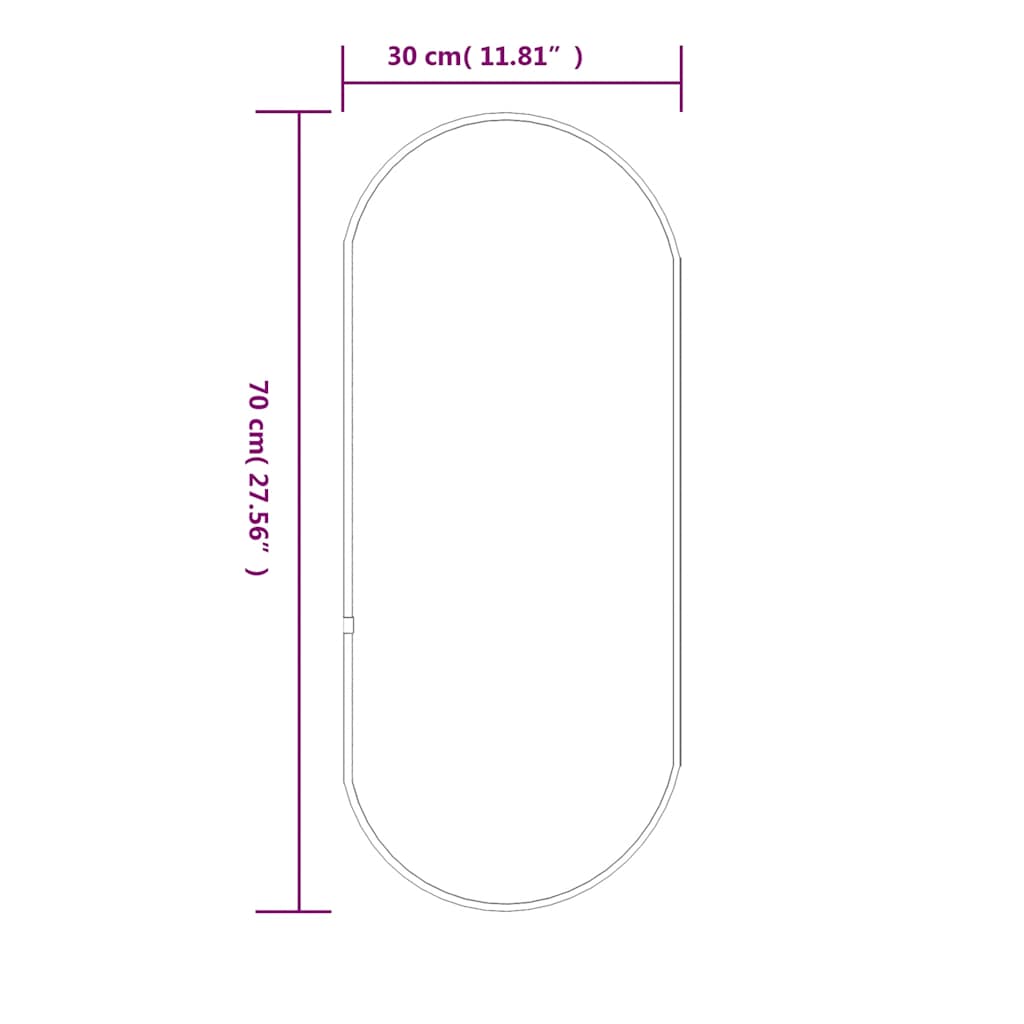 Specchio da Parete Argento 70x30 cm Ovale | homemem39