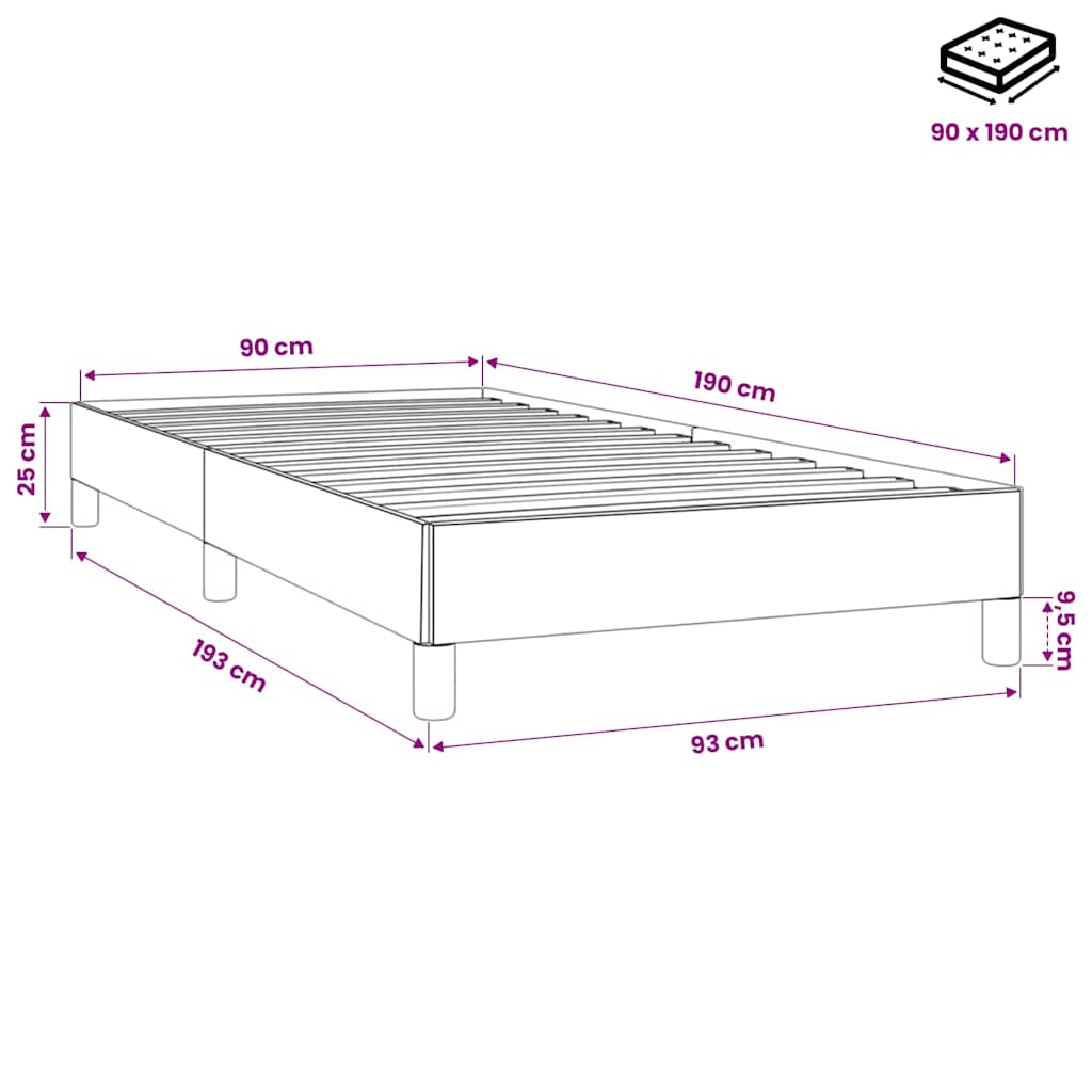 Giroletto senza Materasso Grigio Chiaro 90x190 cm Velluto