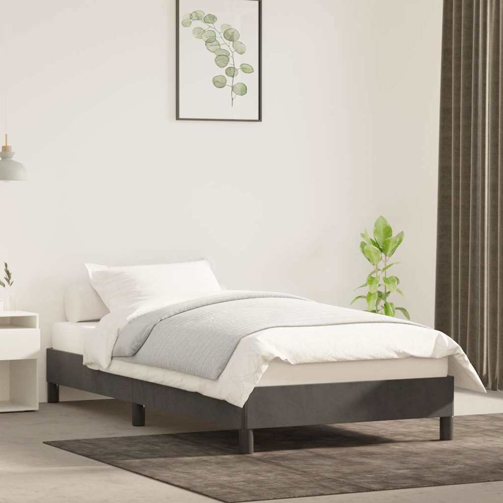 Giroletto senza Materasso Grigio Scuro 90x190 cm Velluto
