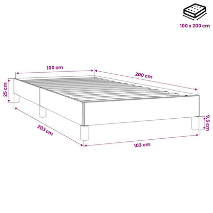 Giroletto senza Materasso Grigio Chiaro 100x200 cm Velluto