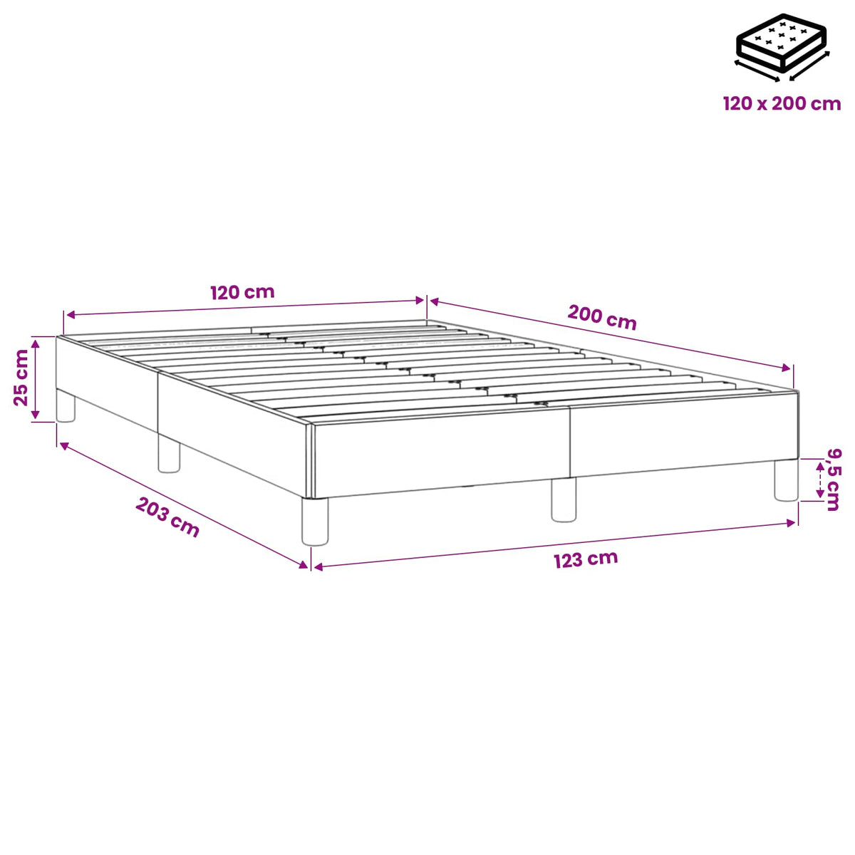 Giroletto senza Materasso Grigio Chiaro 120x200 cm Velluto