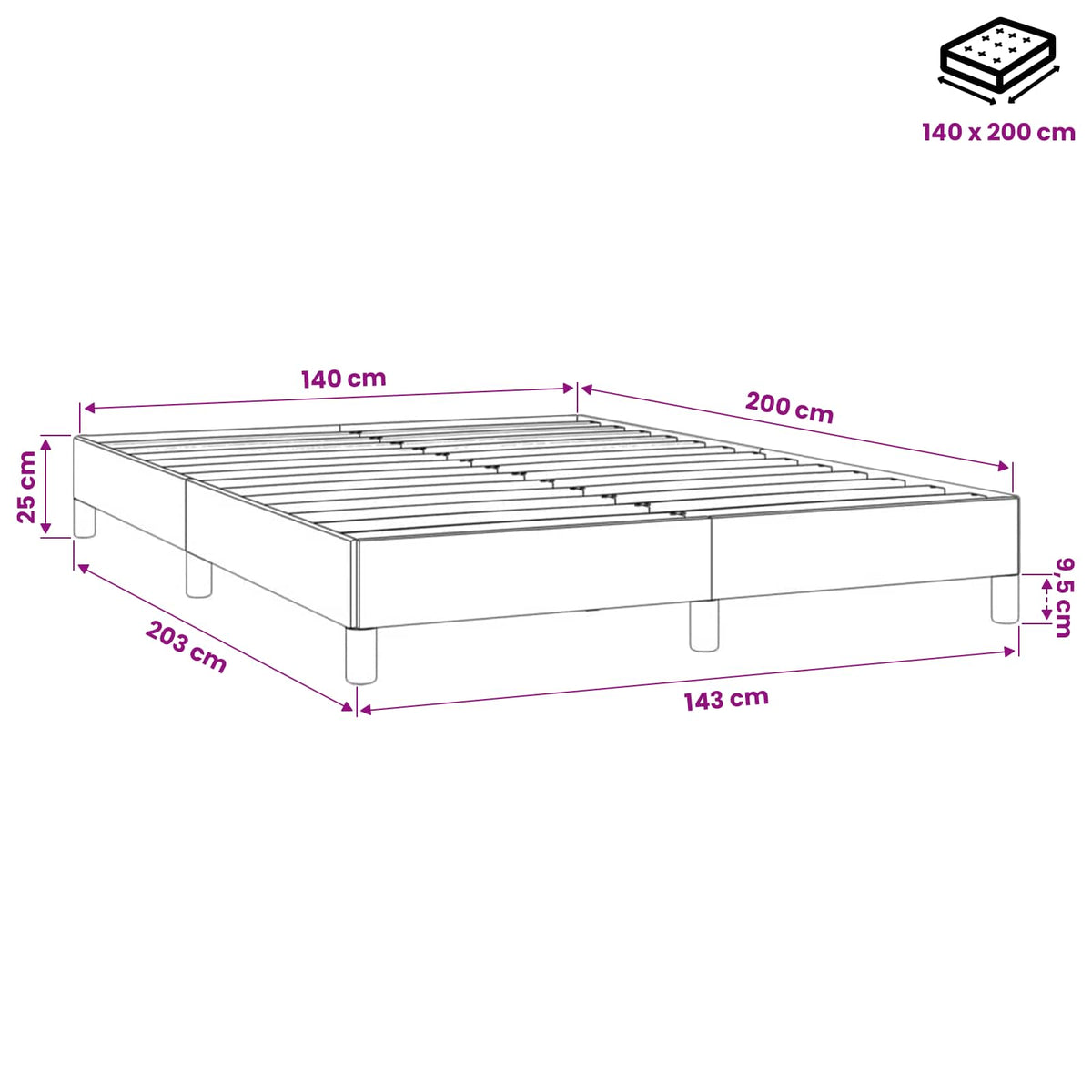 Giroletto senza Materasso Grigio Scuro 140x200 cm Velluto
