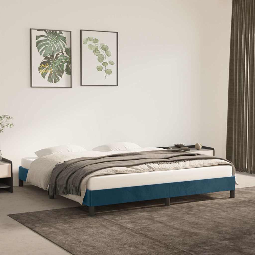 Giroletto senza Materasso Blu Scuro 180x200 cm in Velluto
