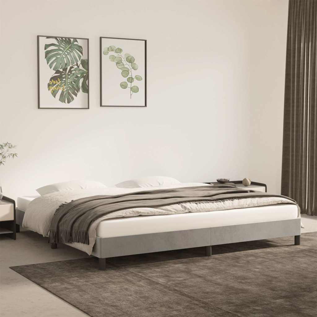 Giroletto senza Materasso Grigio Chiaro 200x200 cm Velluto