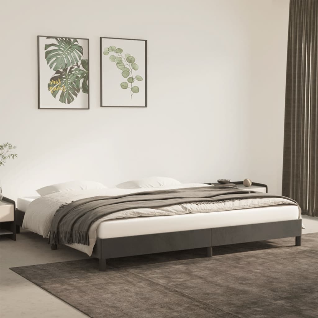 Giroletto senza Materasso Grigio Scuro 200x200 cm Velluto | homemem39