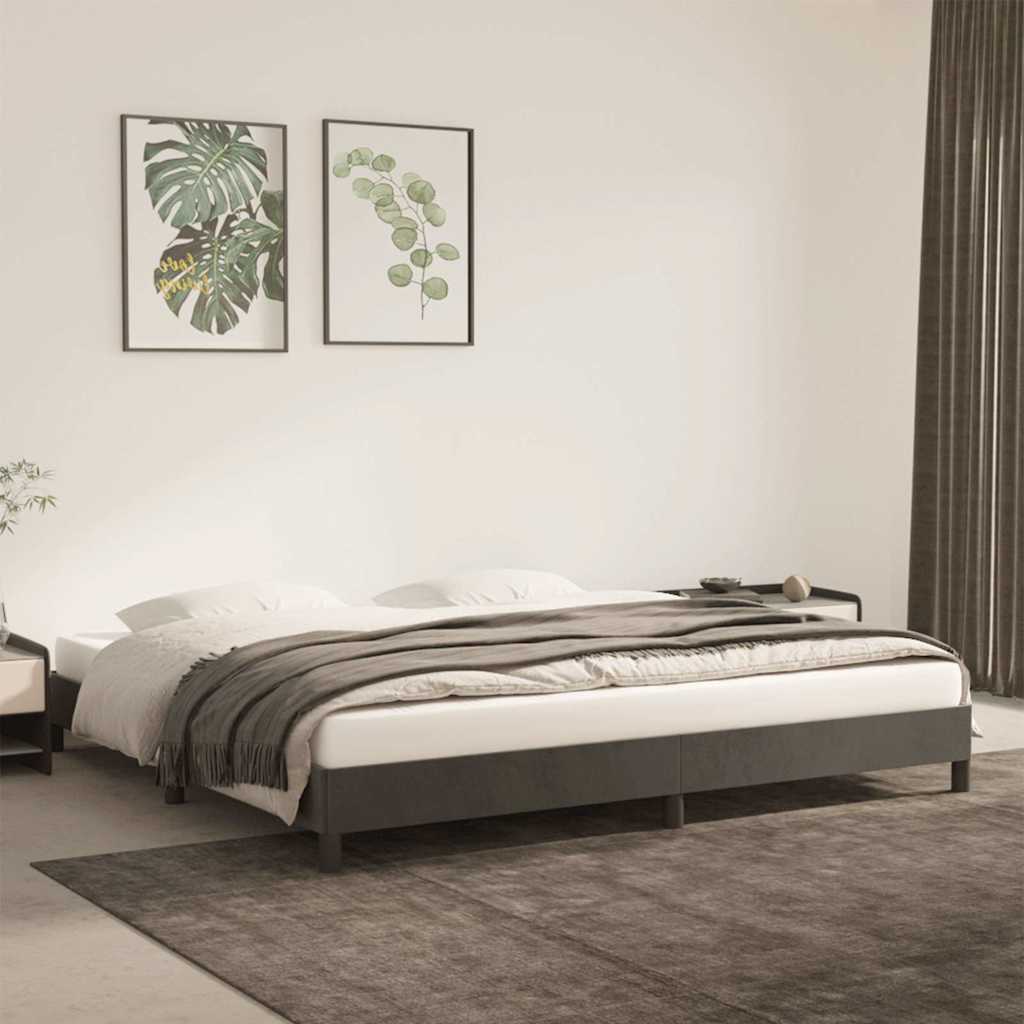 Giroletto senza Materasso Grigio Scuro 200x200 cm Velluto