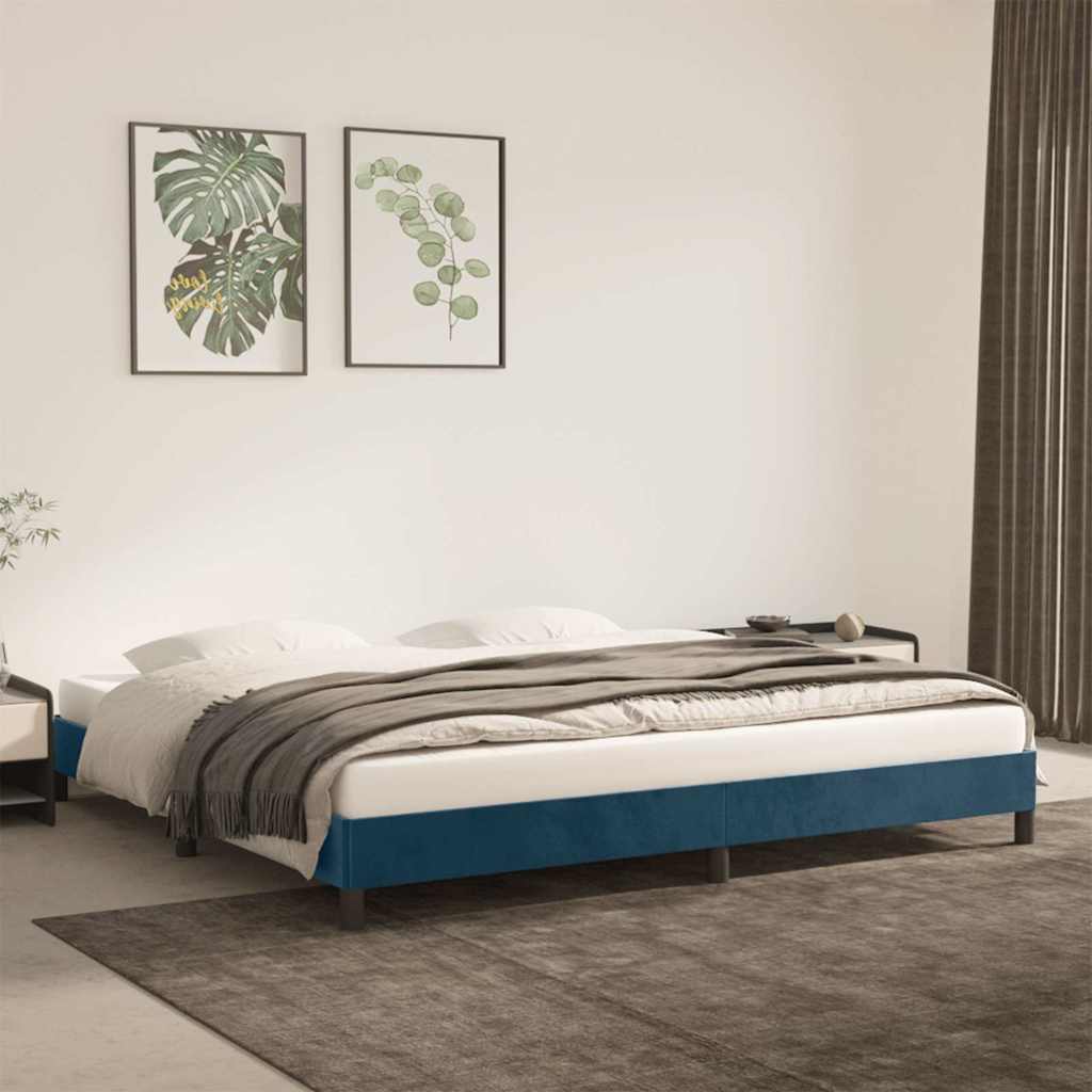 Giroletto senza Materasso Blu Scuro 200x200 cm in Velluto