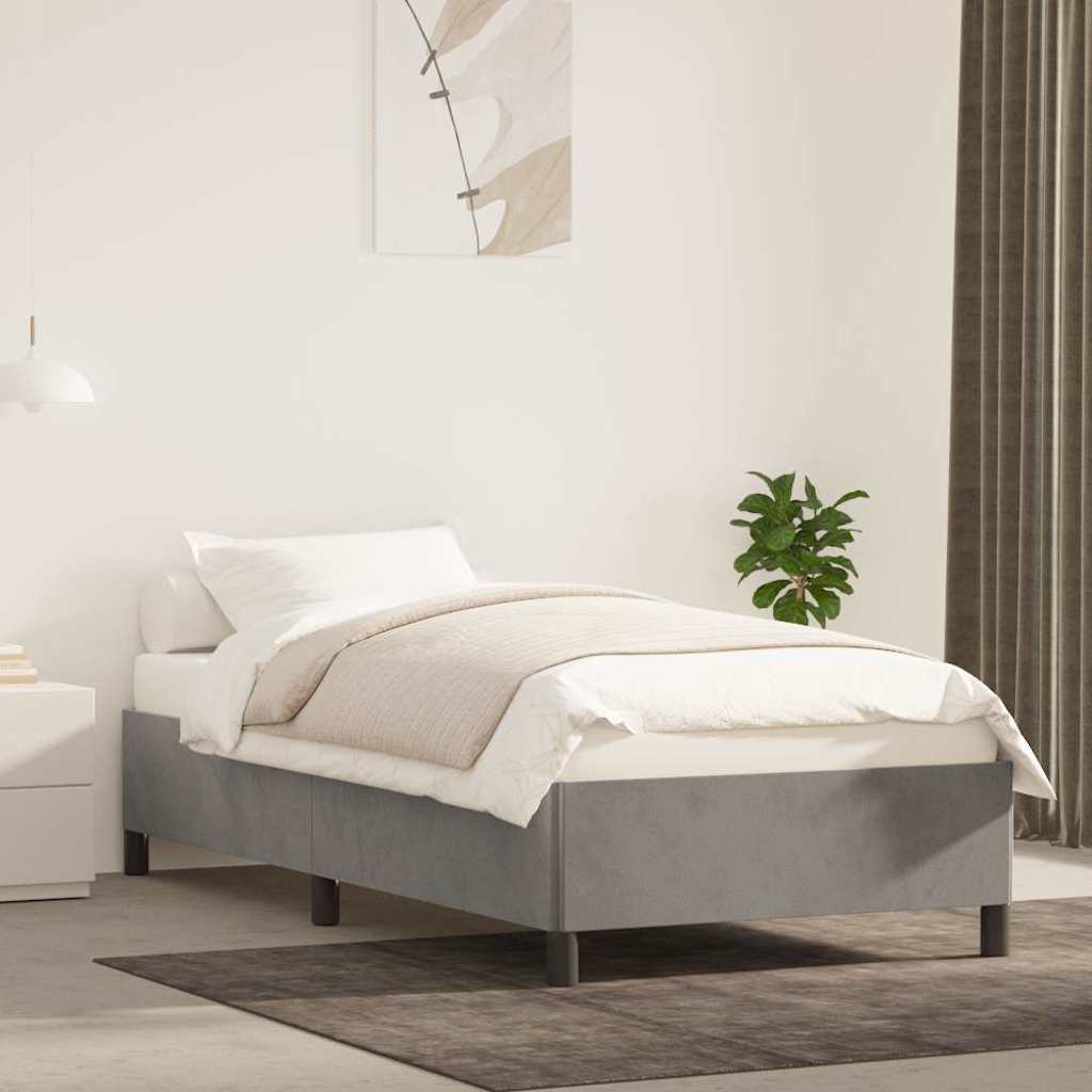 Giroletto senza Materasso Grigio Chiaro 90x200 cm Velluto