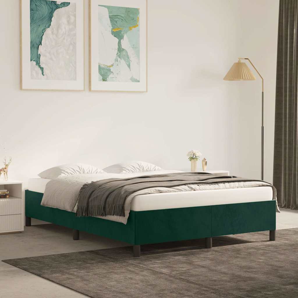 Giroletto senza Materasso Verde Scuro 140x190 cm in Velluto