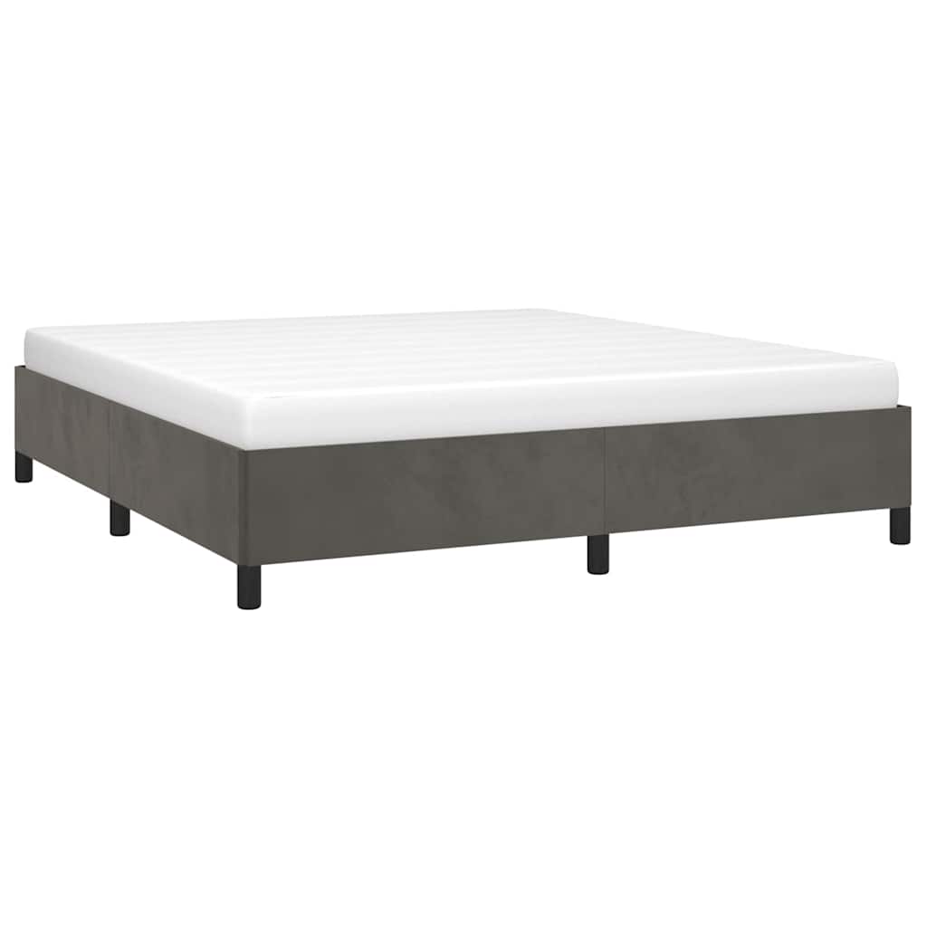 Giroletto senza Materasso Grigio Scuro 160x200 cm Velluto