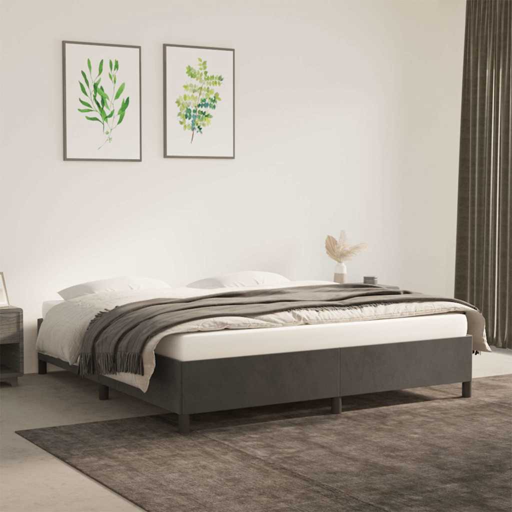 Giroletto senza Materasso Grigio Scuro 160x200 cm Velluto