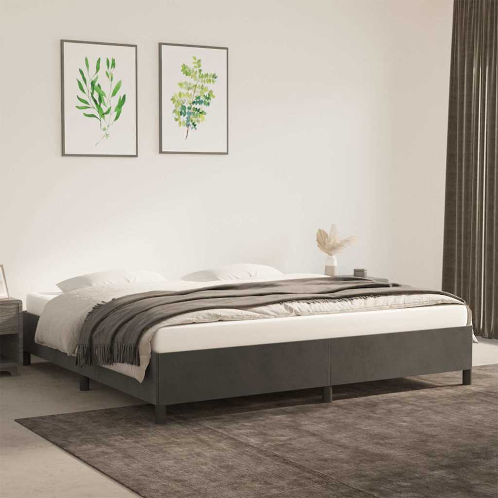 Giroletto senza Materasso Grigio Scuro 200x200 cm Velluto