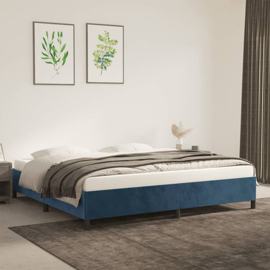 Giroletto senza Materasso Blu Scuro 200x200 cm in Velluto