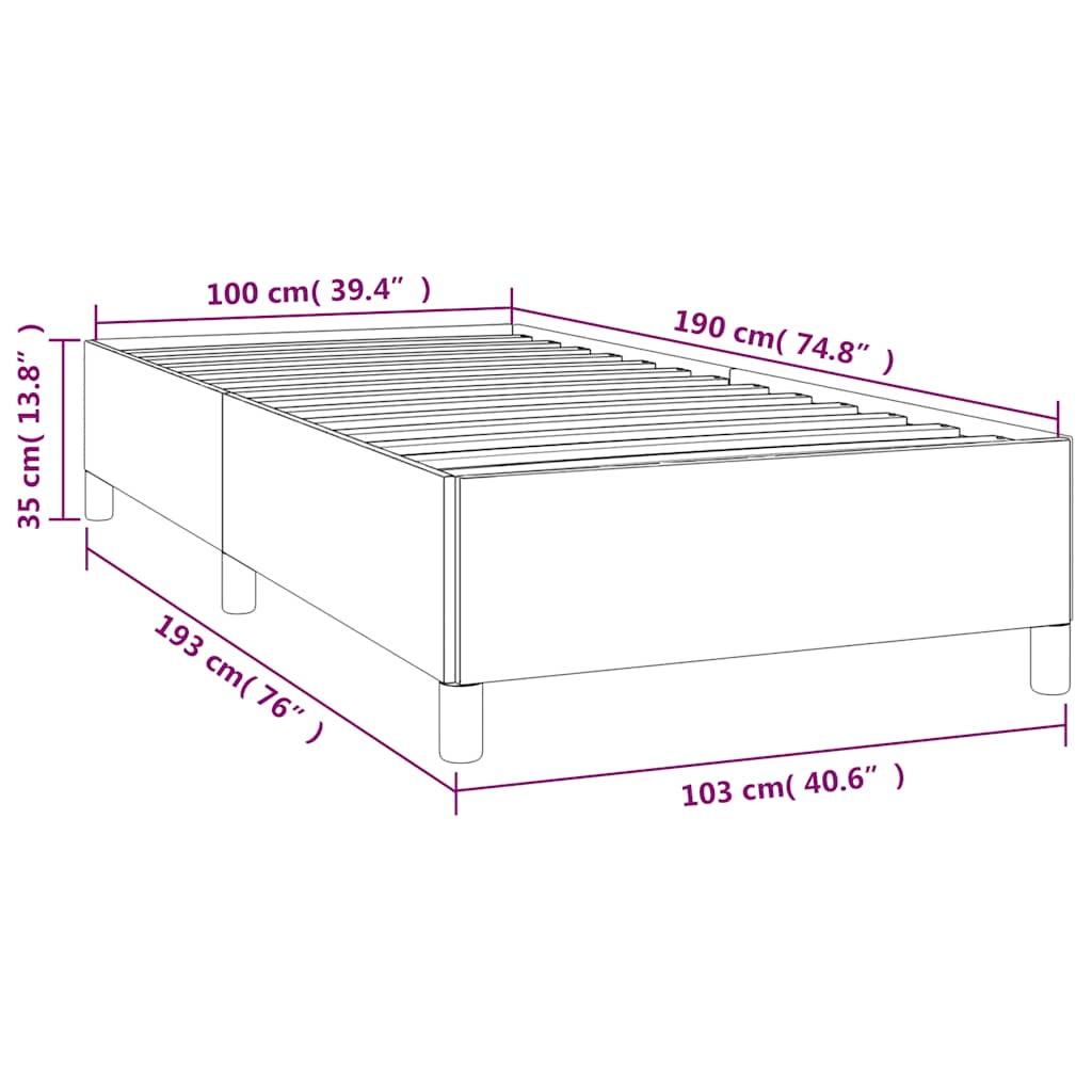 Struttura letto senza Materasso Grigio Chiaro 100x190 cm singolo Velluto | homemem39