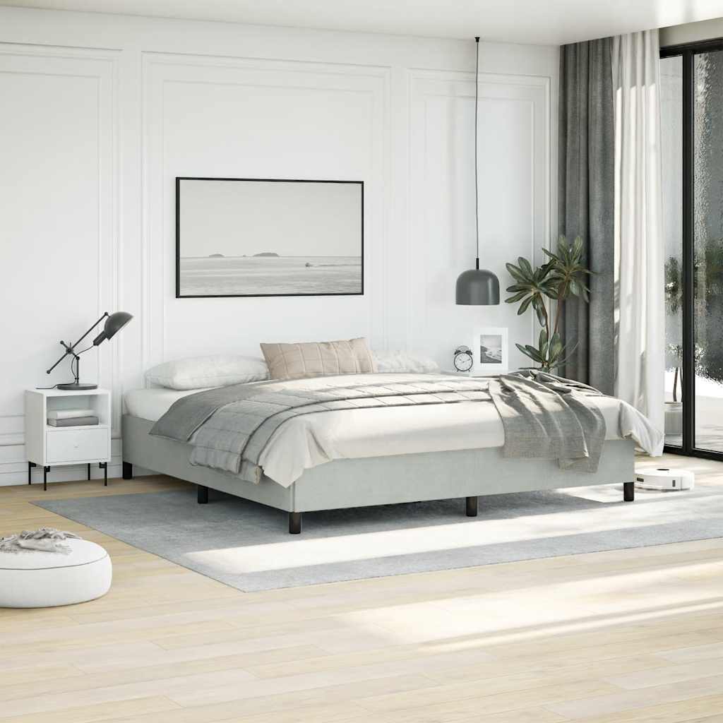 Struttura letto senza Materasso Grigio Chiaro 193x203 cm matrimoniale Velluto | homemem39