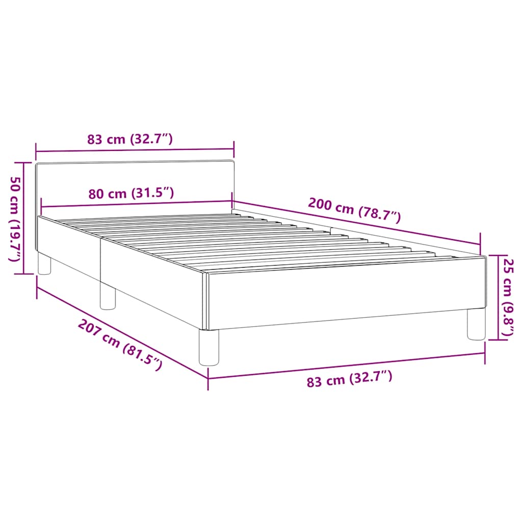 Giroletto con Testiera senza Materasso Crema 80x200 cm Tessuto | homemem39