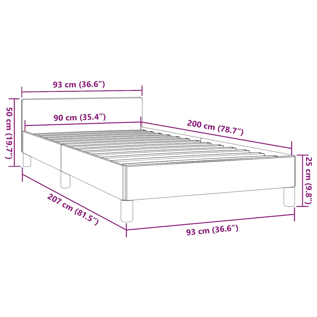 Giroletto con Testiera senza Materasso Crema 90x200 cm Tessuto