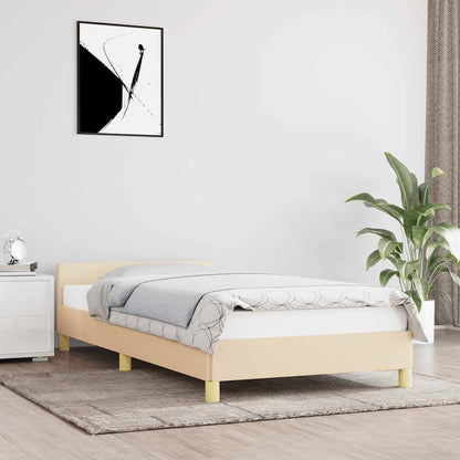 Giroletto con Testiera senza Materasso Crema 90x200 cm Tessuto