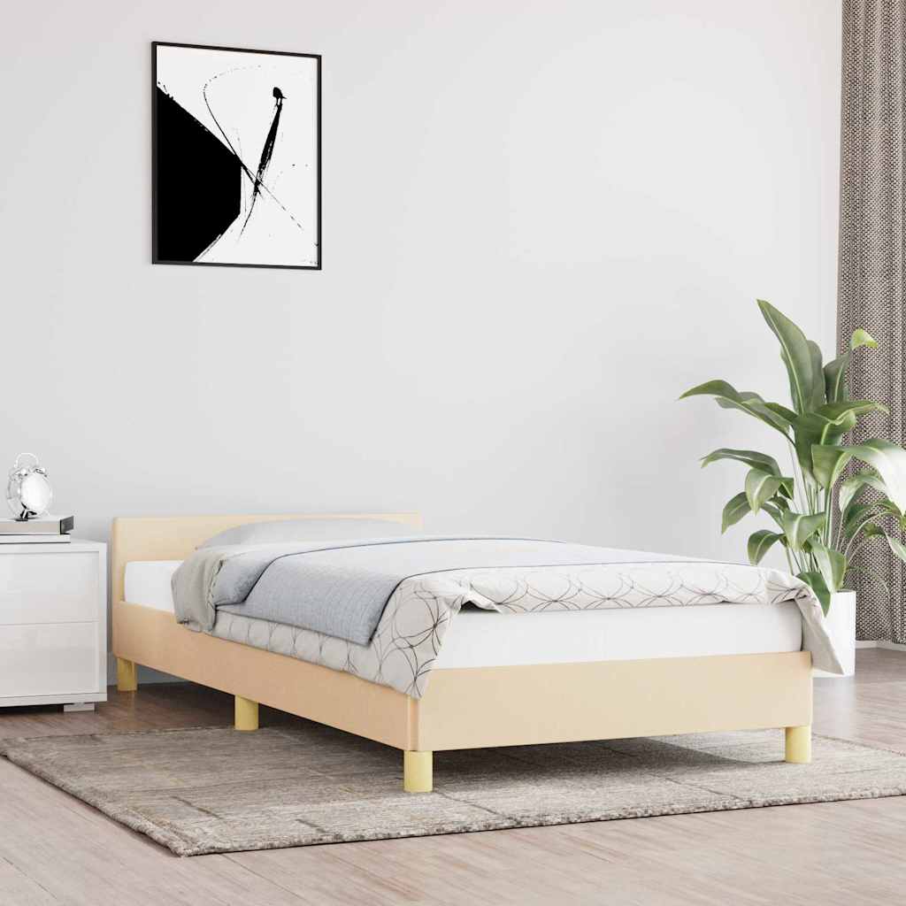 Giroletto con Testiera senza Materasso Crema 90x200 cm Tessuto