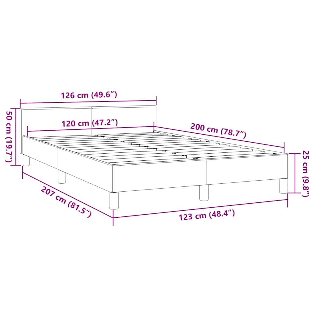 Giroletto con Testiera senza Materasso Blu 120x200 cm Tessuto