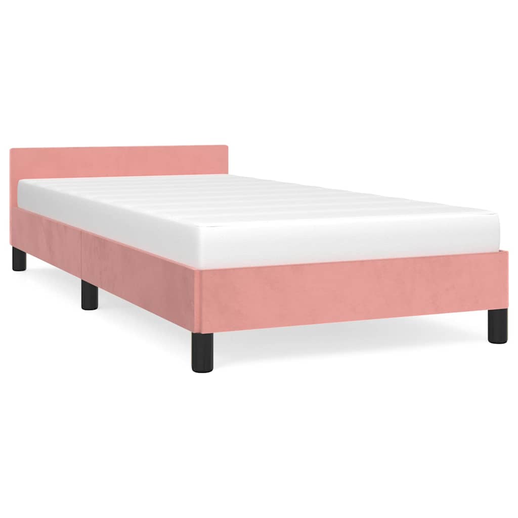 Giroletto con Testiera senza Materasso Rosa 80x200 cm Velluto