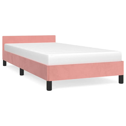 Giroletto con Testiera senza Materasso Rosa 80x200 cm Velluto