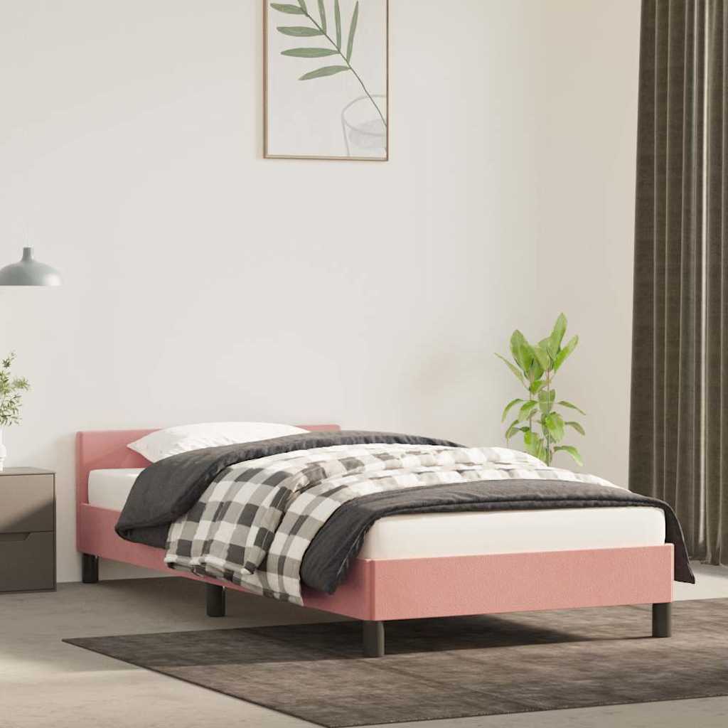 Giroletto con Testiera senza Materasso Rosa 80x200 cm Velluto