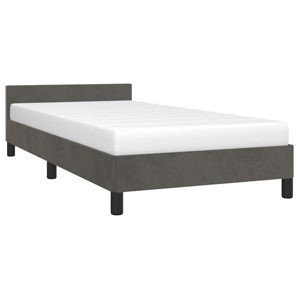 Giroletto senza Materasso Grigio Scuro 90x190 cm Velluto