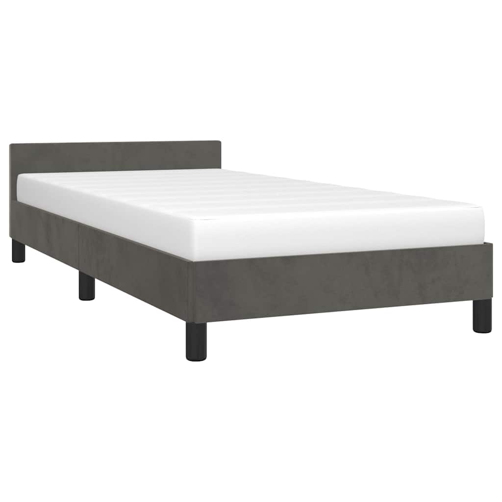 Giroletto senza Materasso Grigio Scuro 90x190 cm Velluto