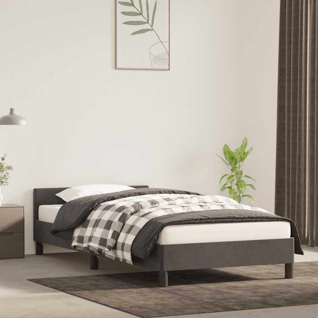 Giroletto senza Materasso Grigio Scuro 90x190 cm Velluto