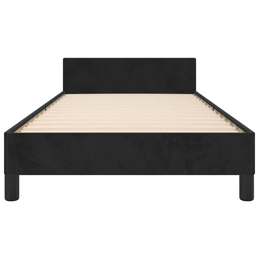Giroletto con Testiera senza Materasso Nero 90x190 cm Velluto