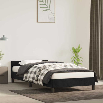 Giroletto con Testiera senza Materasso Nero 90x190 cm Velluto